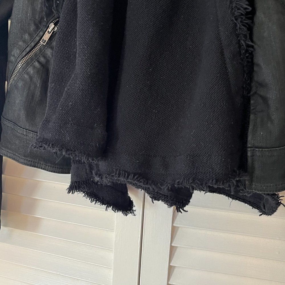 Free People Drape Front Coated Moto Jacket 2 black denim - Picture 5 of 14